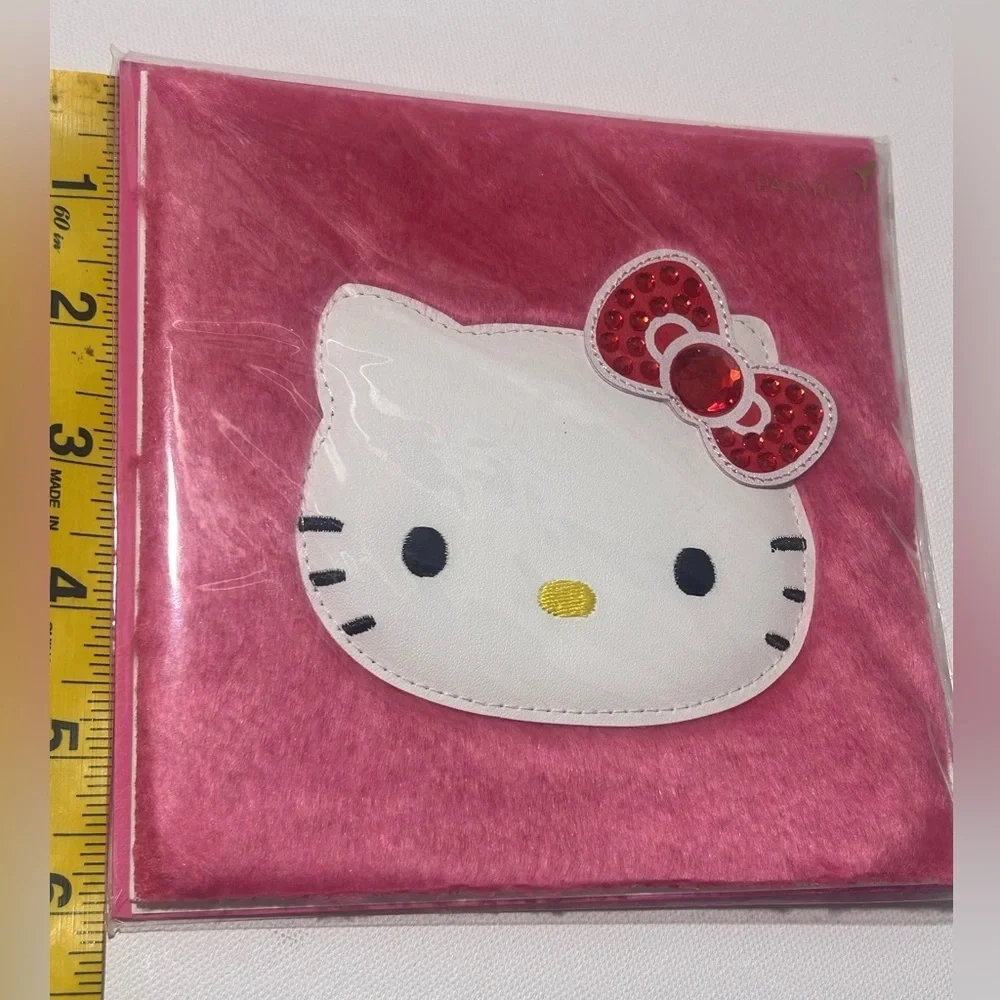 🍀 3 for $25 Hello Kitty Pink Fuzzy Papyrus Card Blank Inside All occasions